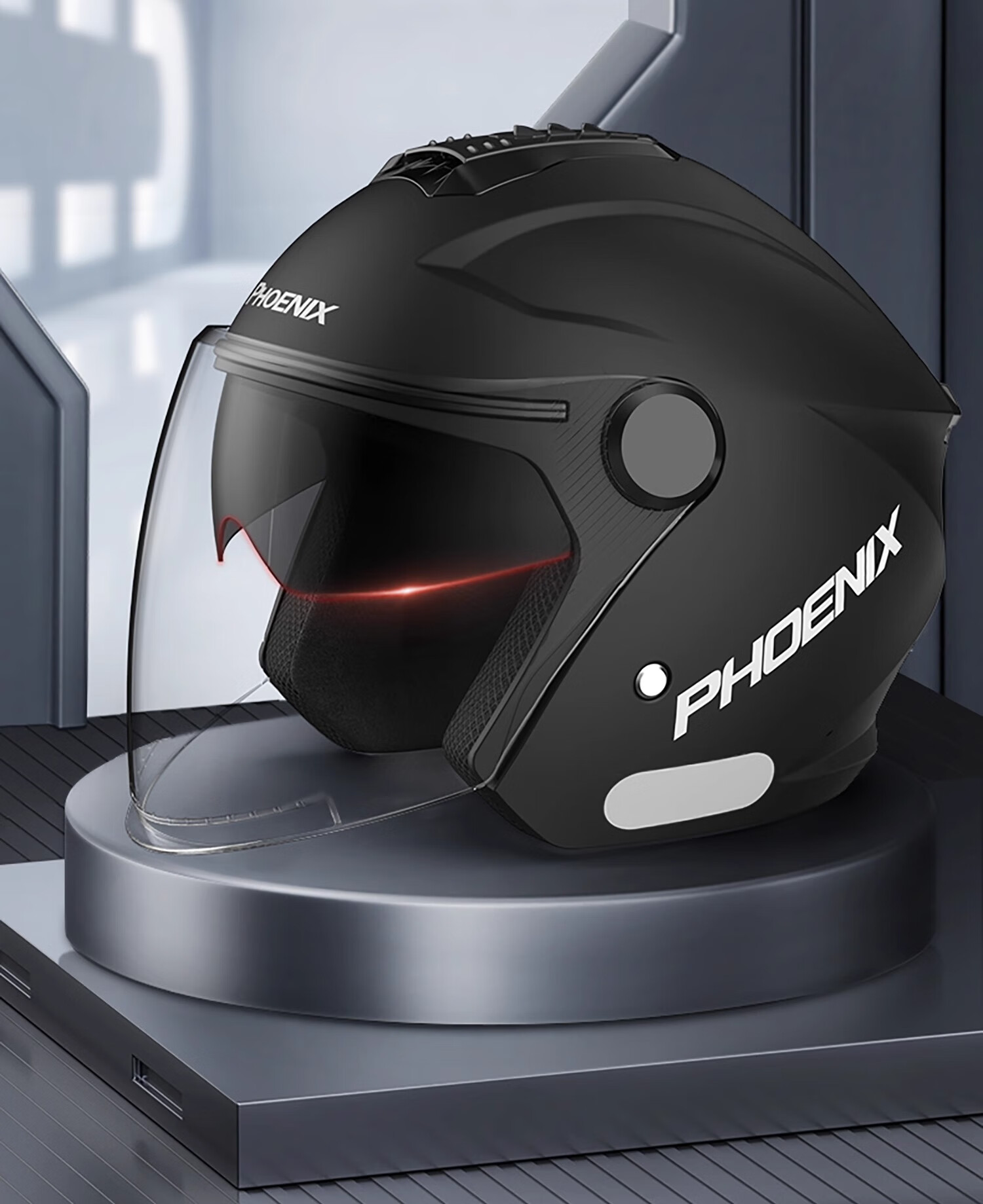 Phoenix New National Standard Class A 3C Certified Electric Motorcycle Helmet with Dual Anti-Fog Lenses Matte Black Neck Warmer Unisex Four-Season 3/4 Half Helmet Winter Warm Safety Cap 1