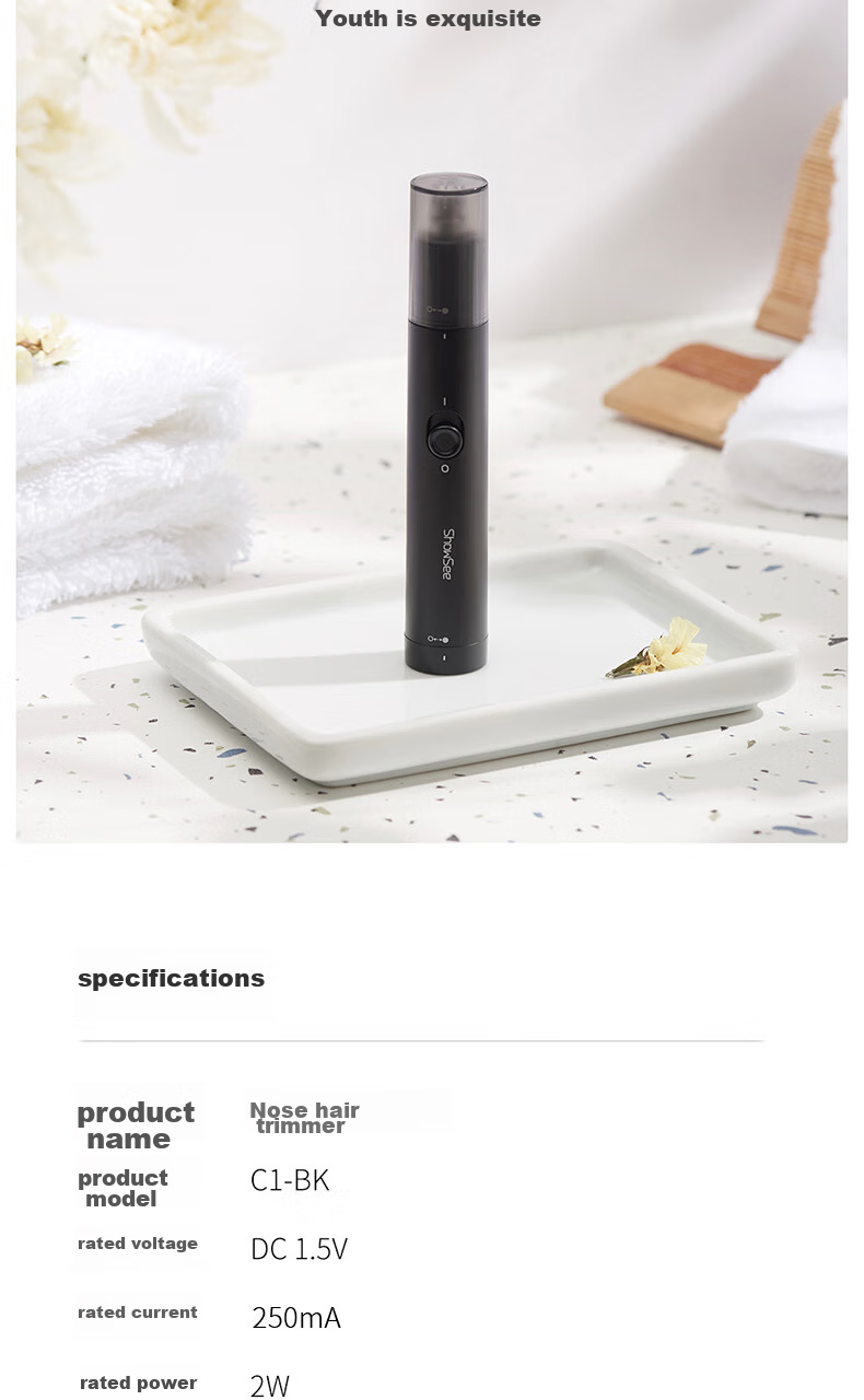 Showsee [TOP.1 Best-Selling over 100,000+] Home Electric Mini Nose Hair Trimmer And Hair Clipper, Quiet Low-Profile Portable No-Pinch, Birthday Gift for Father Or Boyfriend C1-BK 10