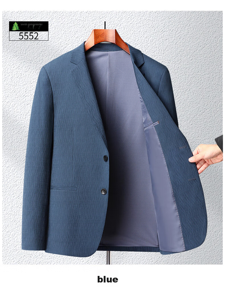 FIRS Easy-Care Men's Suit Jacket, Spring And Autumn New Style Simple Casual Blazer for Men, Blue, Size 170 15