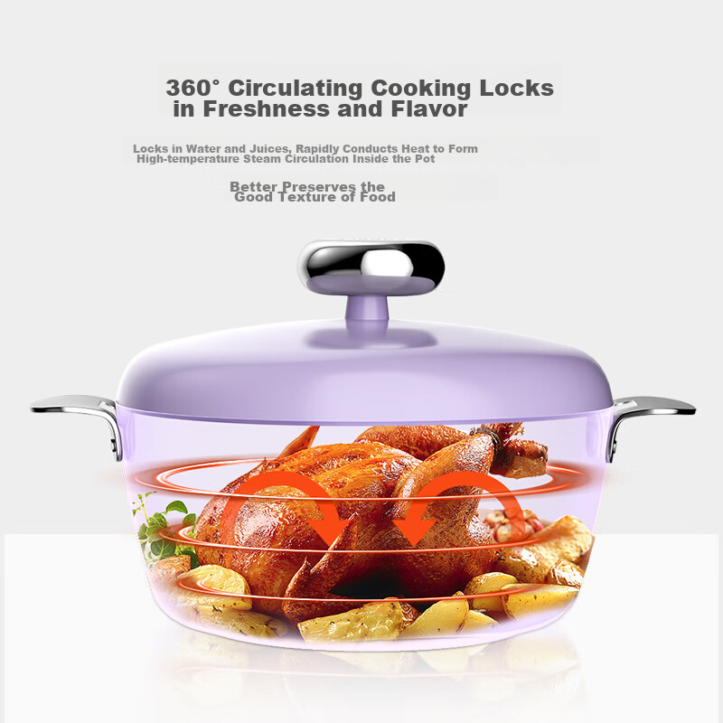 VELOSAN Enamel Pot, Double-Handled Stew Pot, Non-Stick Pot for Soup, Porridge, Suitable for Induction Cooker And Gas Stove