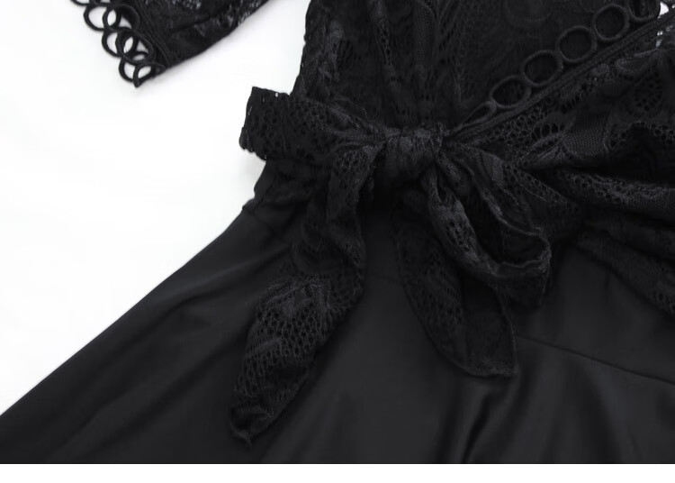DK Swimsuit for Women, Sexy Push-Up One-Piece Dress-Style Boyshorts, Conservative Tummy-Covering Slimming Hot Spring Swimwear, Black, L 14