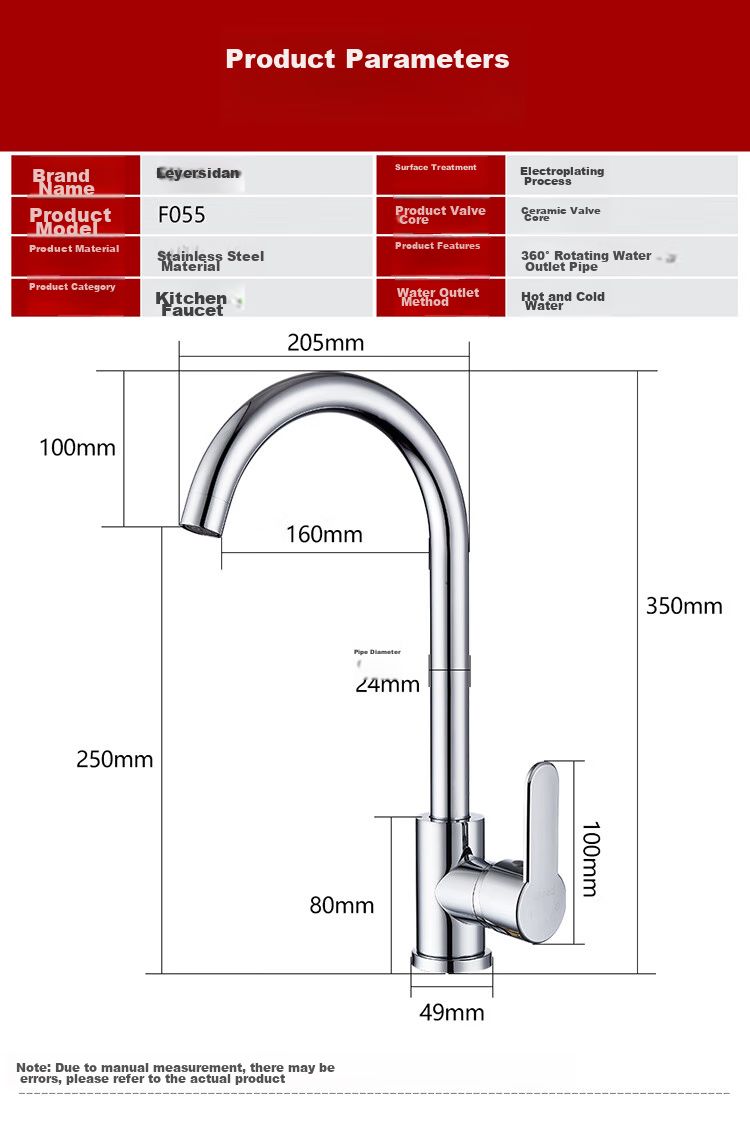 Larsd Sink Faucet, Kitchen Faucet with 360° Rotating Spout, Cold And Hot Water Tap for Sink F055 13