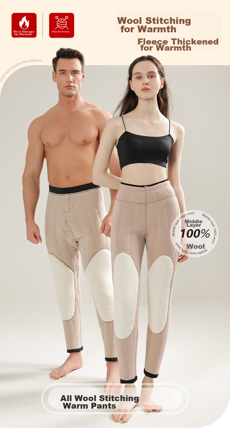 Ordifen 100% Wool Pants, Thermal Underwear for Men, Fleece-Lined Thickened Middle-Aged And Elderly Mink Fleece Knee Protection, Northeast Cotton Pants for Men, Suitable for Outdoor Wear As A Gift for Parents 20