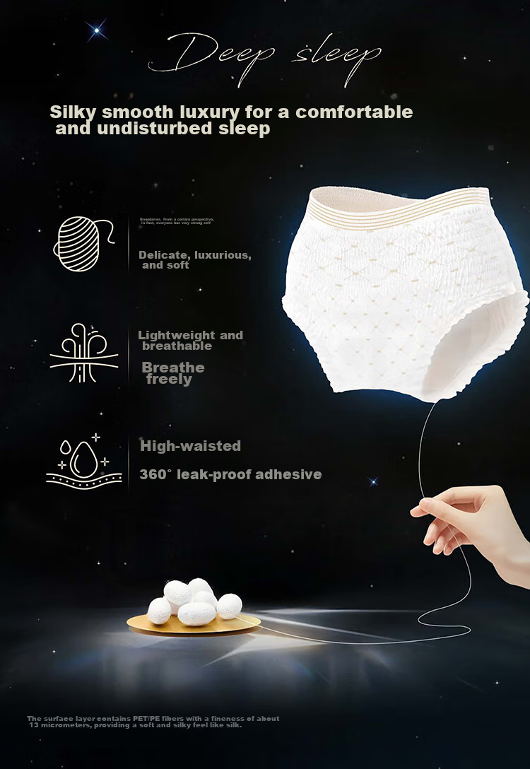 Kotex Silk-Like Nighttime Panties, Size L, 8 Pieces, Pants-Style Sanitary Napkins, Menstrual Night Use Sleep Pants, Self-Operated, Summer Ultra-Thin And Breathable 3