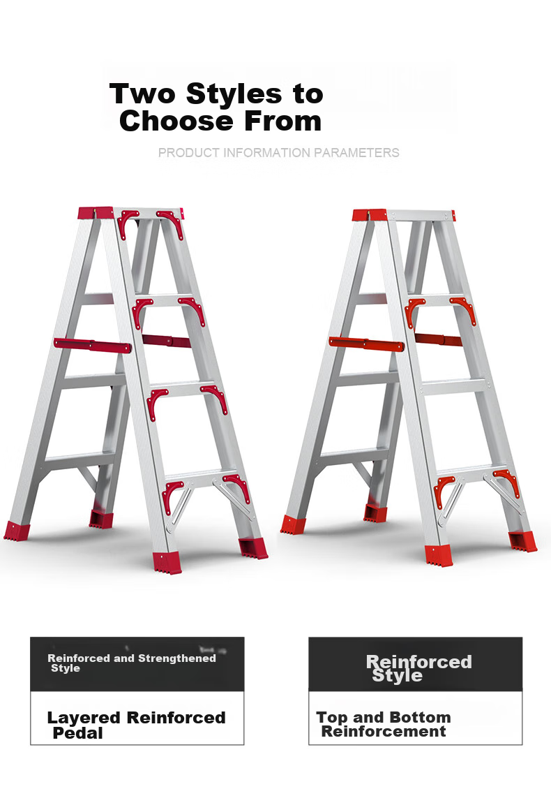 Cenggao Aluminum Alloy Household A-Frame Ladder, Folding Engineering Ladder, Warehouse Industrial Ladder, Red Reinforced And Sturdy Model with 5 Steps 13