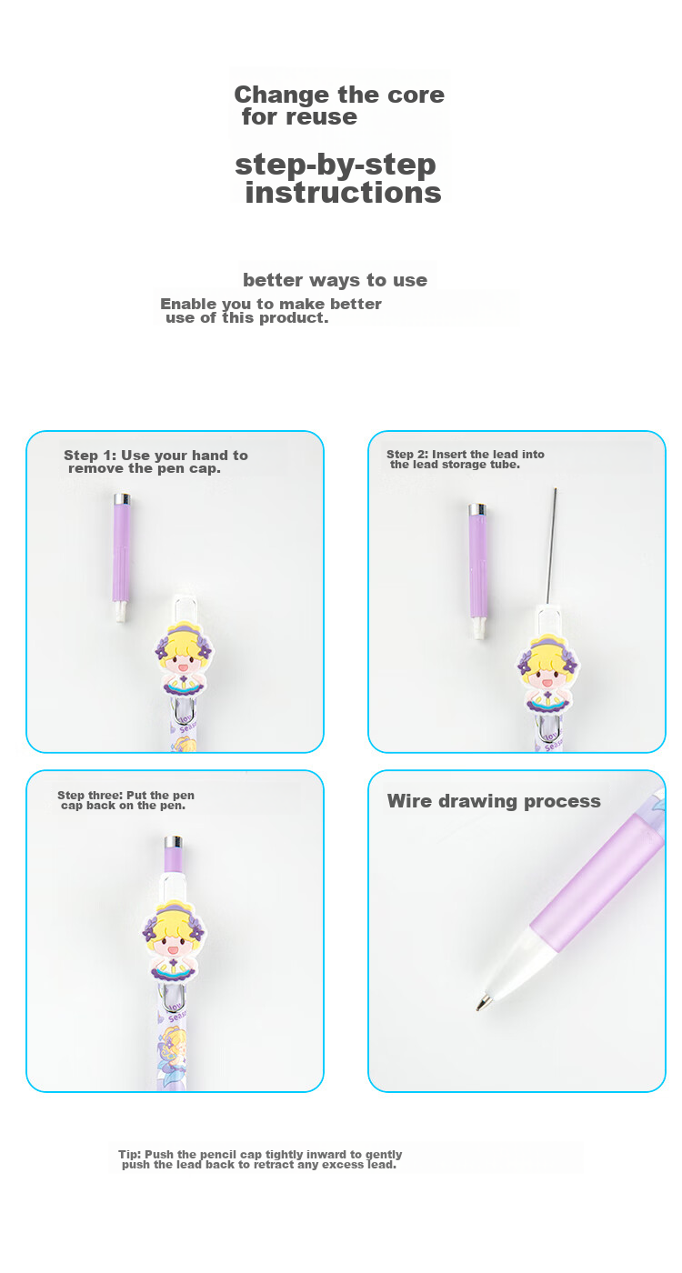 COMIX Huaxiansi Mechanical Pencil Set, 0.7mm, Mechanical Pencil Series, 1 Pencil + 1 Box of HB Lead Refills, Student Exam Gift Box, MWMP0013 10