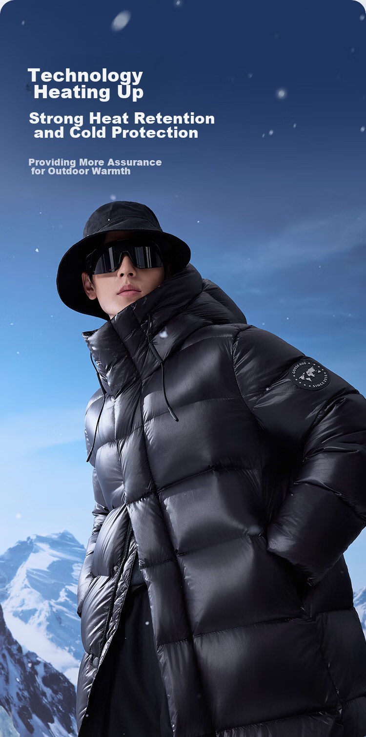 JD Original Black And Gold Goose down Jacket, Unisex Long Style Winter Coat for Couples, Thickened Outerwear Men's Clothing, Black XL 10