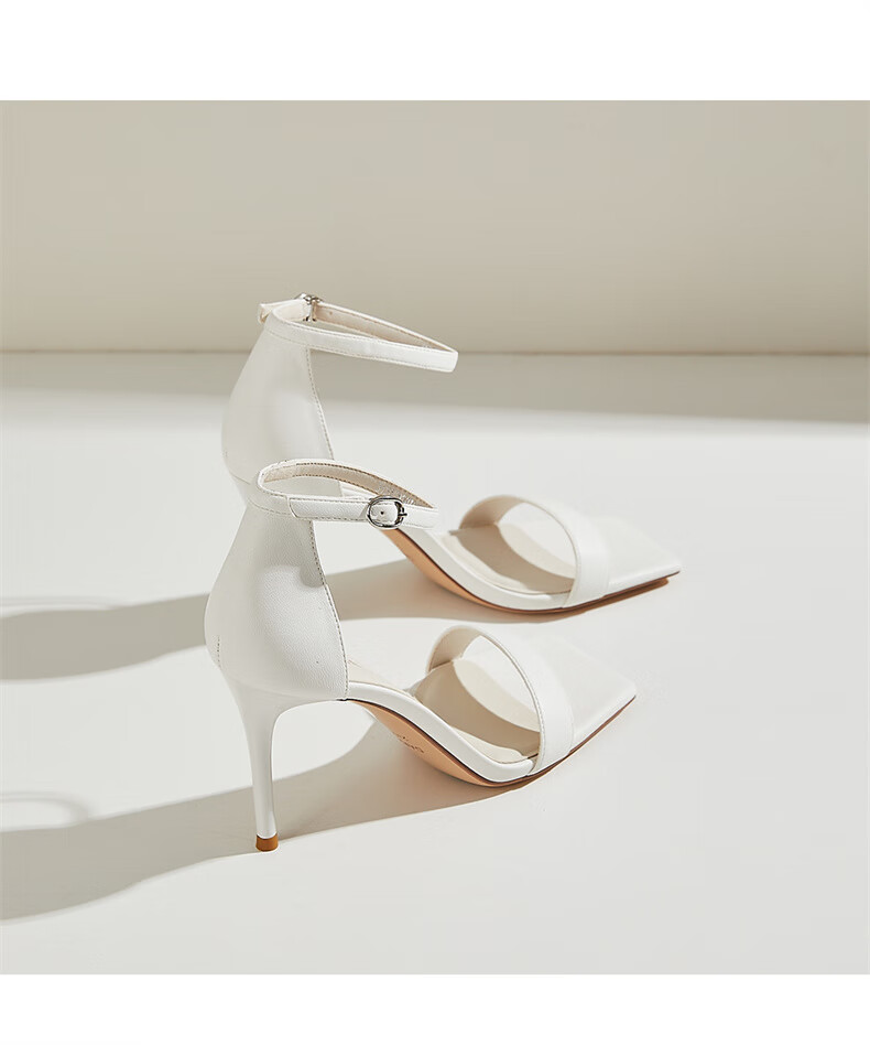 DAPHNE Thin Heel Sandals for Women, Summer French Style Elegant Versatile Outdoor Wear Ankle Strap High Heels Women's Shoes, Black, Size 34 16