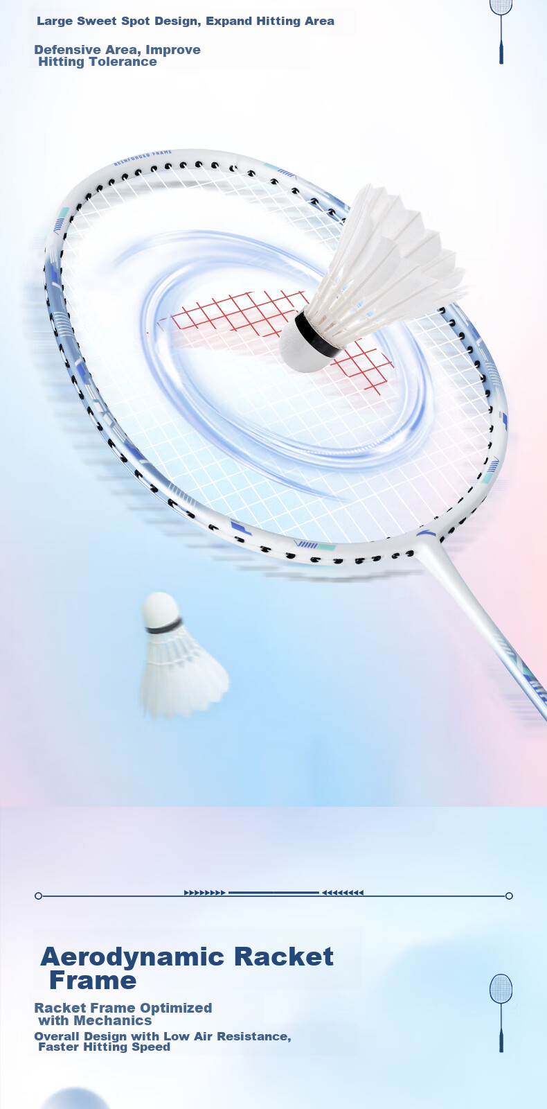 ANTA Professional Carbon Fiber Badminton Racket, Ultra-Light And Durable, Single Racket for Competition, Versatile Badminton Racket, Blue 637-2 3