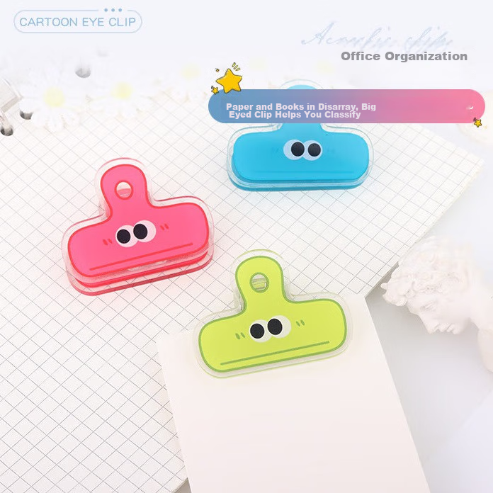 Touch Fish Long Tail Clip, Office Supplies, File And Book Dual-Use, PP Material, Strong Grip, Plastic Material, 3-Pack, Cute Cartoon PP Clips