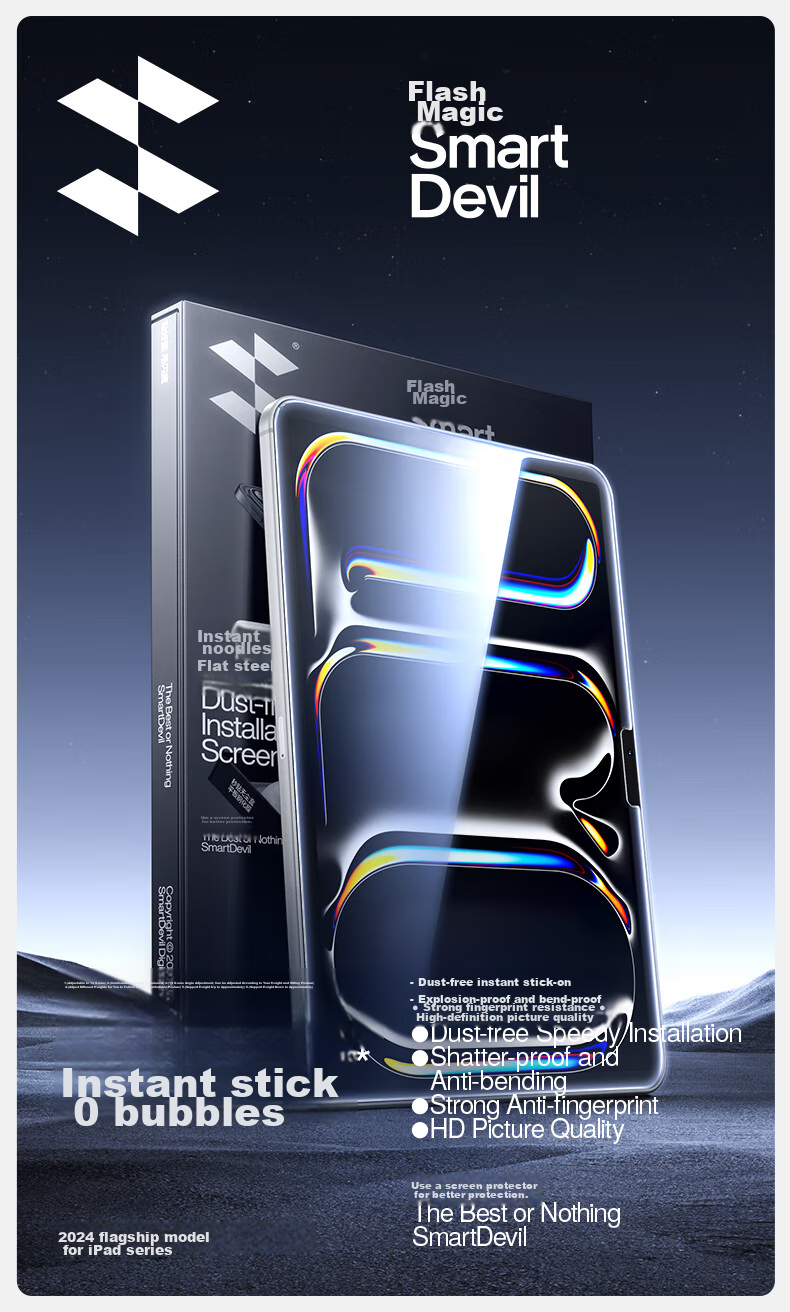 Shanmo Tempered Glass Screen Protector for IPad Pro 25/24 Inch [Automatic Dust Removal Quick Installation Box] Protective Film HD Tablet Screen Protector Full Coverage Shatterproof Anti-Fingerprint Ultra-Thi 1