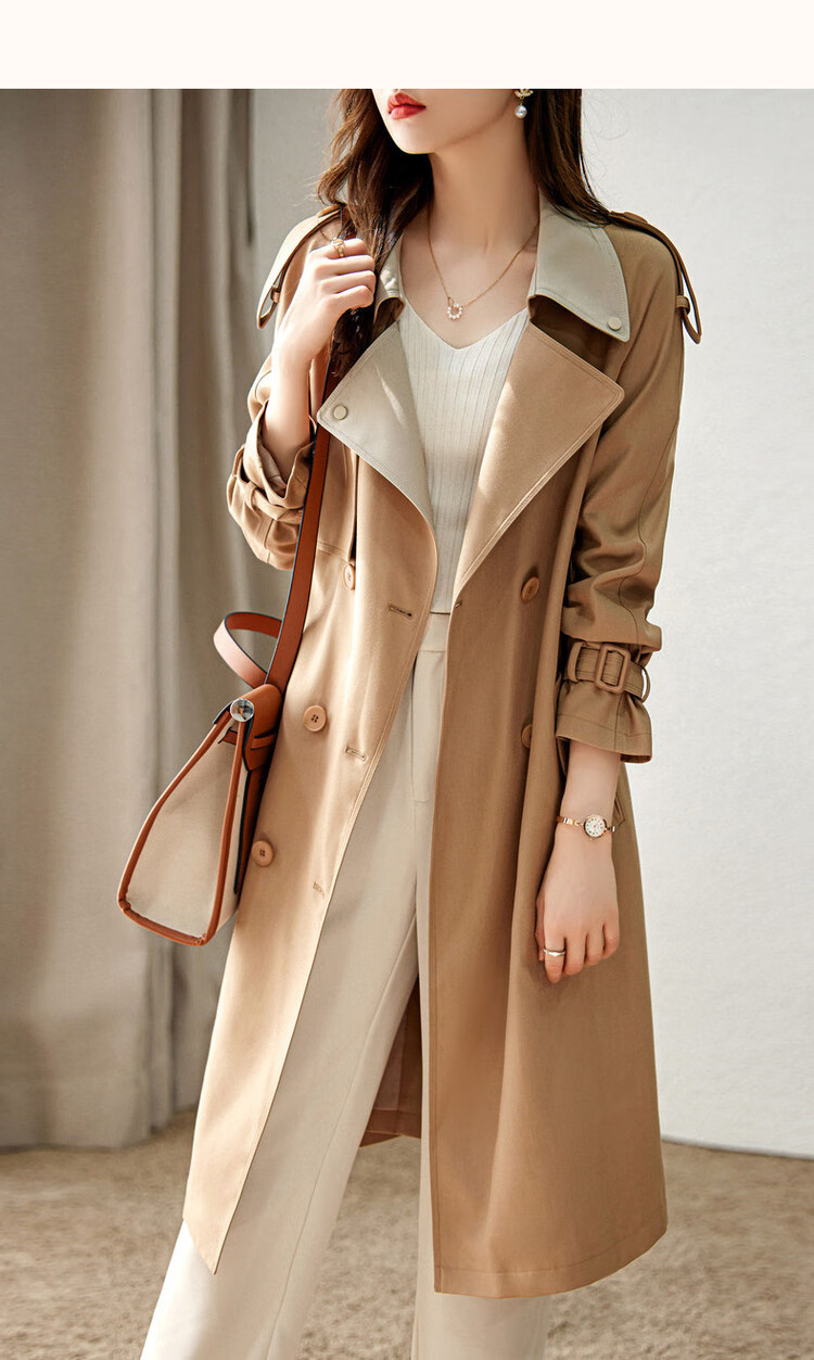 Dme [Suit Collar Trench Coat], Spring And Autumn Commuter Double-Breasted Straight Trench Coat, Women's Long Style 16