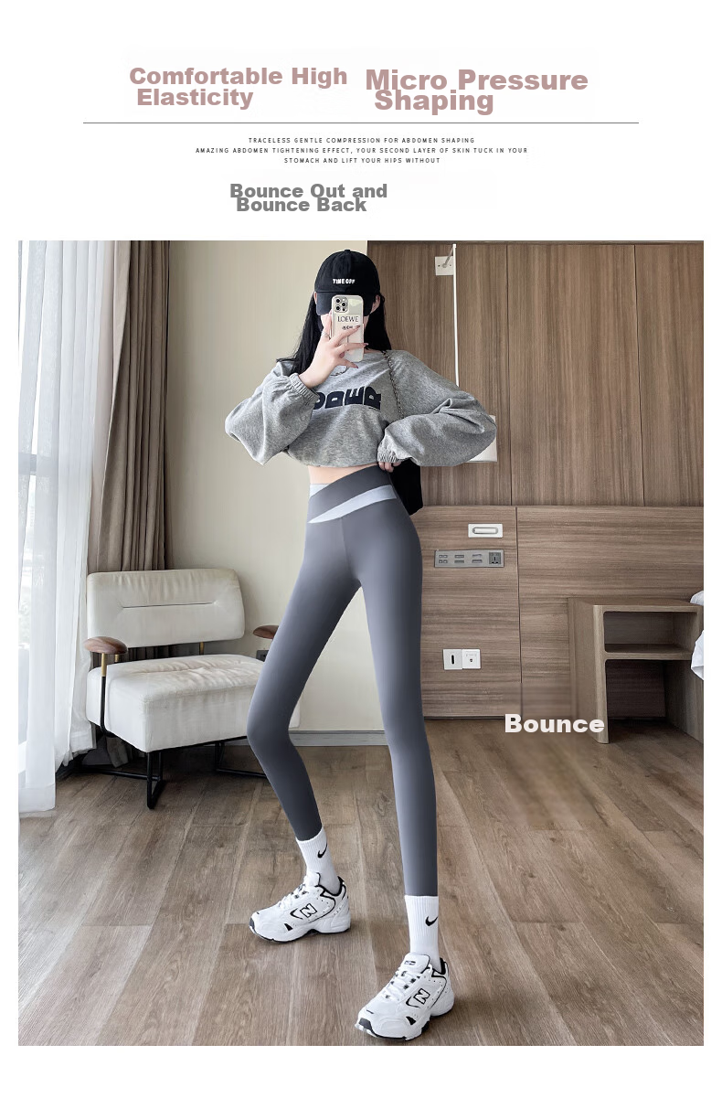 LangSha Shark Leggings for Outer Wear, Butt-Lifting Yoga High-Waisted Tummy Control Slimming Sports Plus Size Women's Thin Pants Base Layer 9