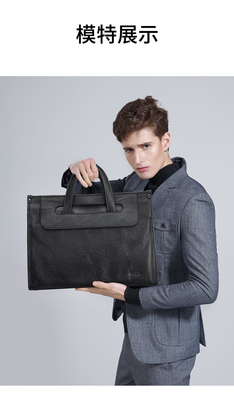 GOLF Business Briefcase, Men's Top-Grain Leather Handbag, 15-Inch Laptop Bag, Briefcase, Gift for Boyfriend Or Father 14