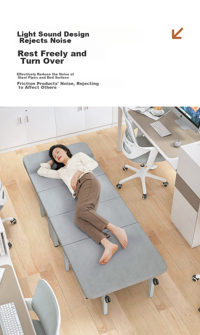 Restar Folding Bed, Single Office Nap Bed, Accompanying Care Bed, Simple Bed for Short Naps, Four-Fold Bed, 80cm 7