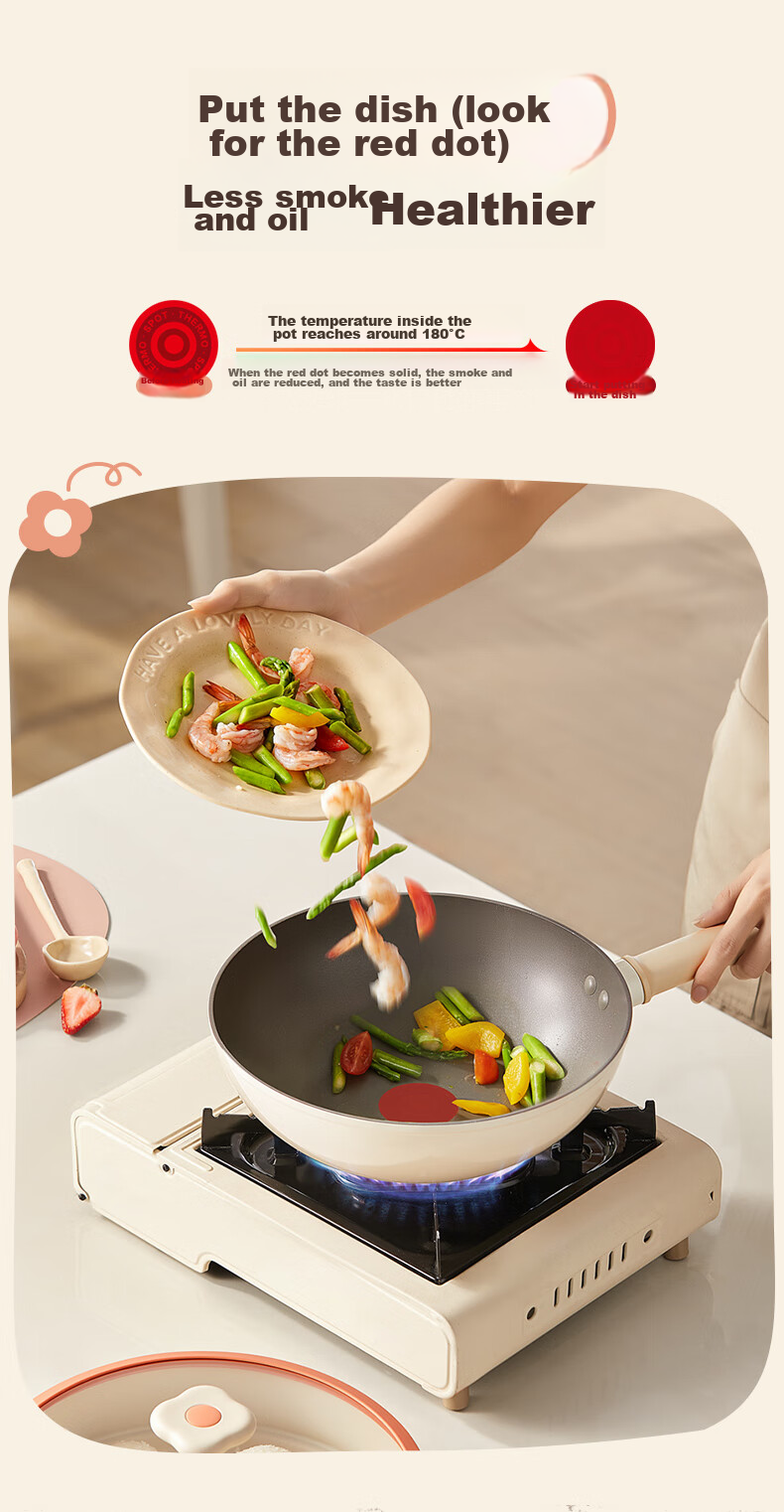 SUPOR Titanium Non-Stick Lightweight Wok Red Dot Gas and Induction Cooker Compatible Dishwasher Safe EC32AQL01 8