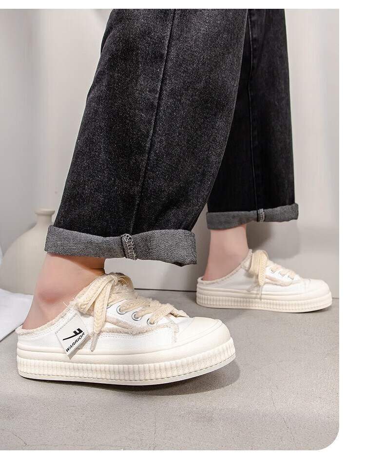 Warrior Women's Canvas Slip-On Half-Slippers Casual Lazy Shoes 855 Black Size 34 8