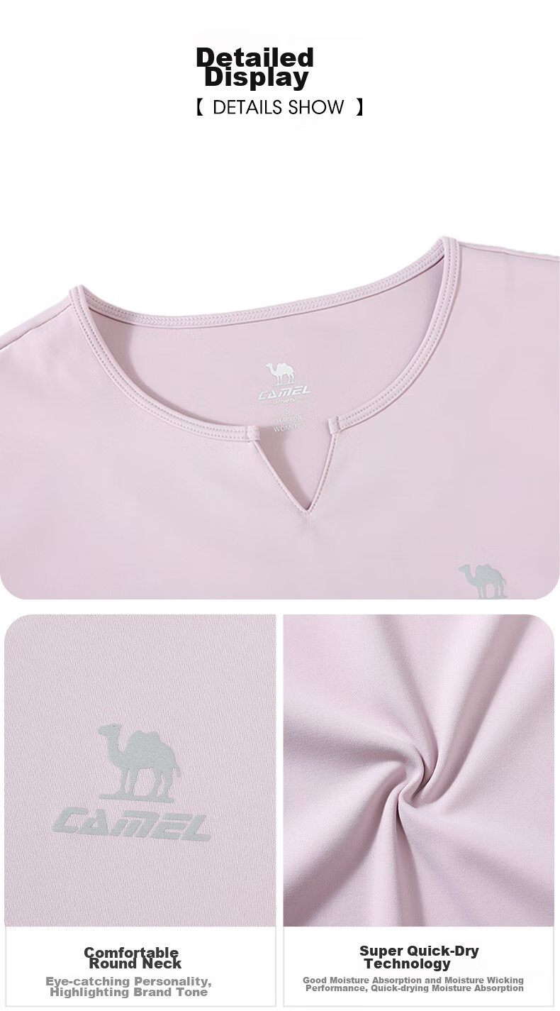 CAMEL Short-Sleeve Skirt Sports Set for Women, Summer New Style Ultra-Thin Quick-Dry T-Shirt, Casual Running Anti-Exposure Sportswear 7