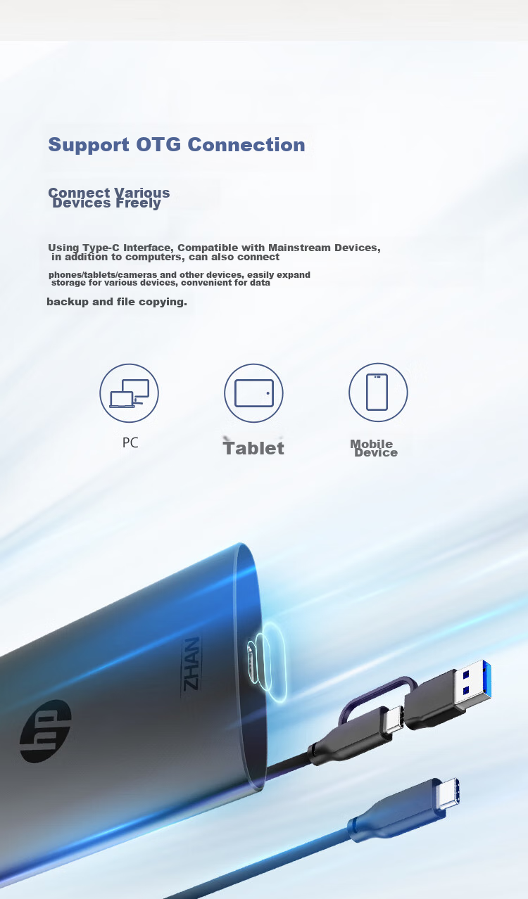 HP 1TB Portable SSD, 2000MB/s High-Performance Read/Write, Type-C, Portable for Business Travel, High-Speed Transfer, External Phone Direct Connection Mini Hard Drive, Blue 6