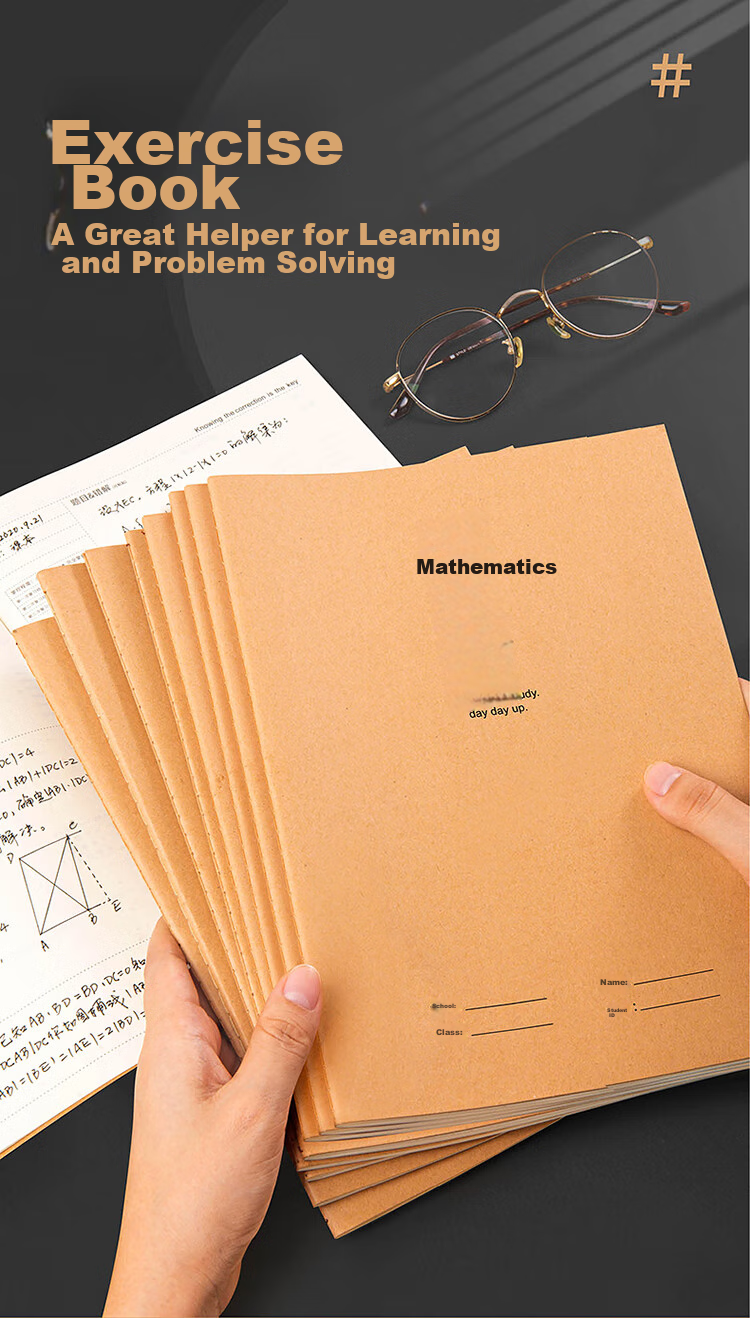 Jinlongxing [5-Pack] Kraft Paper Subject Notebooks B5 for Middle And High School Students, Classroom Error Correction Books, Homework Books, Notebooks, Journals, Comprehensive Notebooks, 5-Pack Set 6737 1