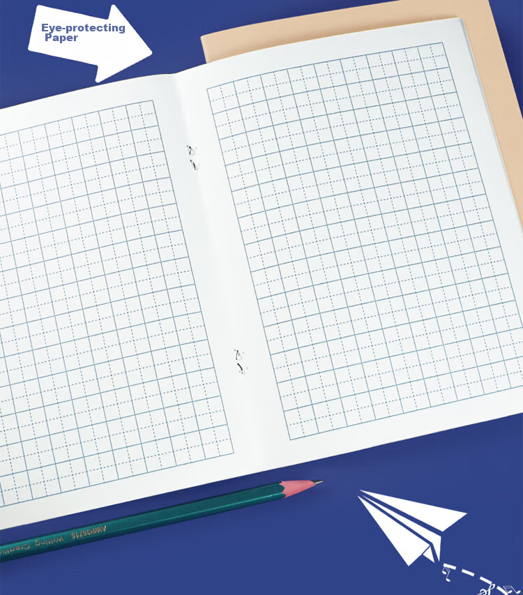 M&G 22K English Notebook, 20 Pages, 12 Lines, Beijing Student Exercise Book, Kraft Paper Soft Copybook, Beige Eye-Friendly Iron Nail Book, Standard Version APYL9V92-10 Books 2