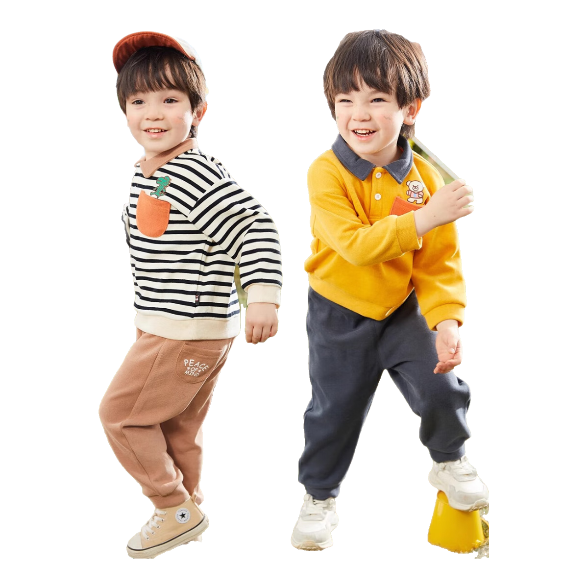 Dudujia Boys' Autumn Outfit Set, Children's Sportswear, Baby Polo Shirt Two-Piece Set, Toddler Autumn Clothing, Black, Baitiao, Size 120
