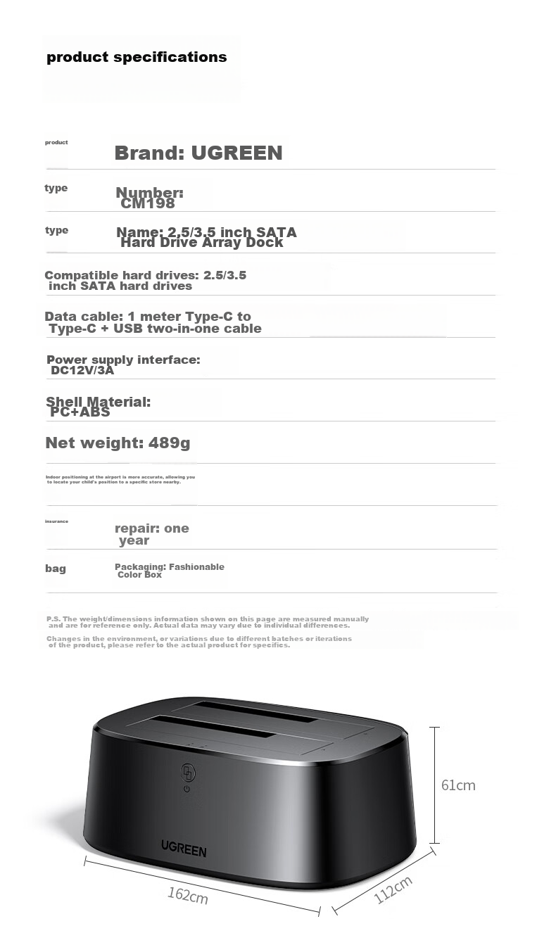 UGREEN Disk Array Hard Drive Enclosure, Multi-Bay Hard Drive Chassis (With RAID Storage), Universal 2.5/3.5-Inch SATA Serial Mechanical And Solid State Hard Drive Storage Rack 27