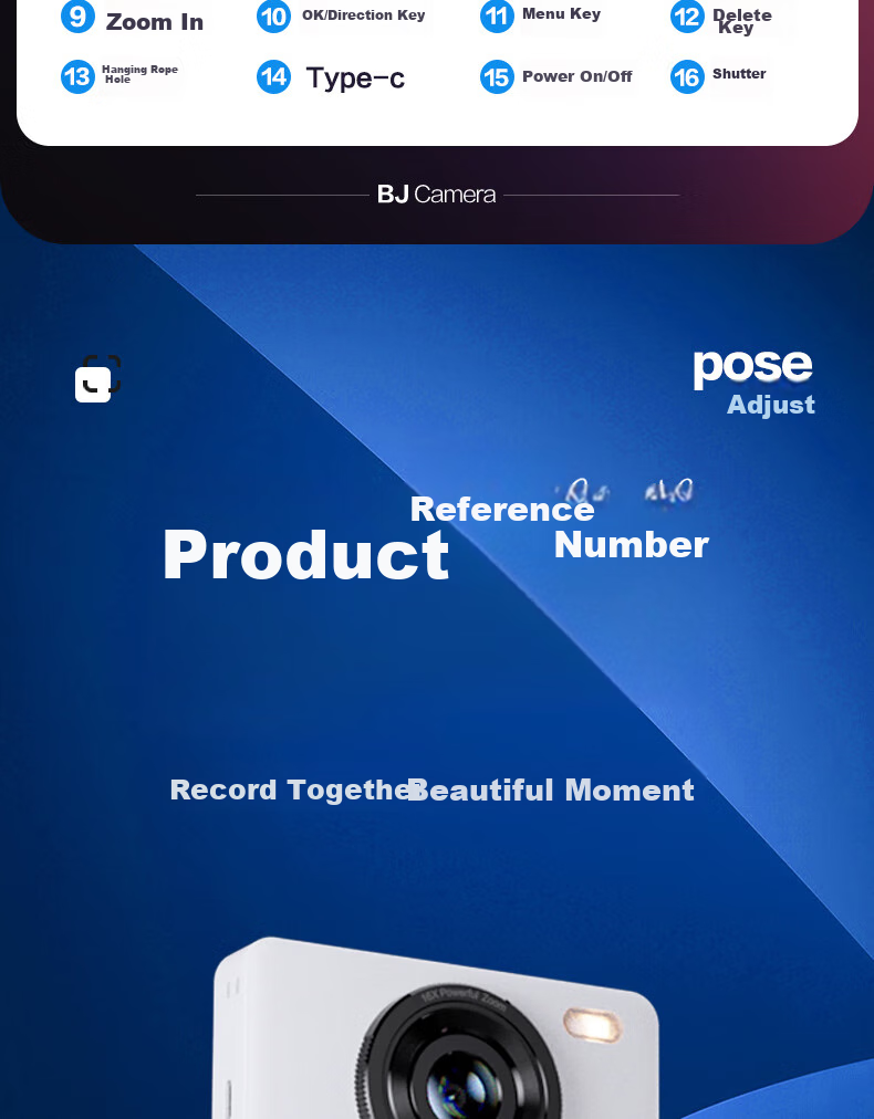 BENJIE Digital Camera, CCD Student Point-And Camera with Image Stabilization, COMS High-Definition Mini Entry-Level Camera, Quick Direct Transfer, 2.4-Inch IPS Screen, 32GB White 24