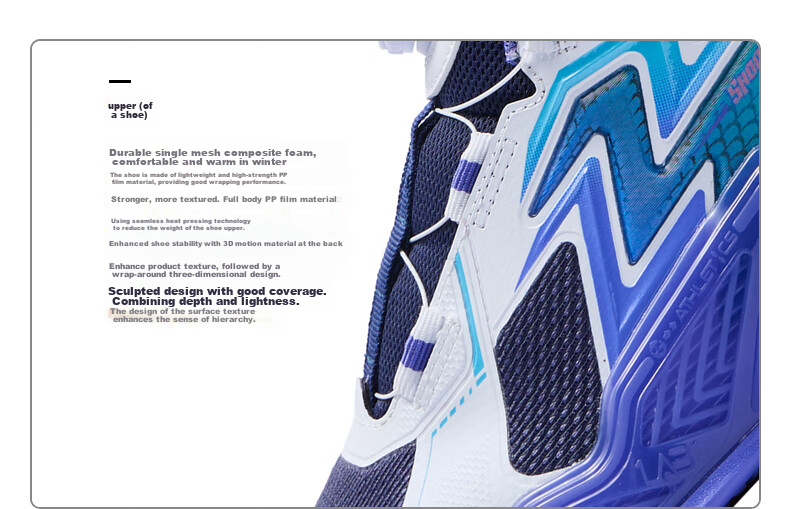 361° Children's Basketball Shoes, 2024 Fall/winter Youth All-Round Performance Quick-Rebound Technology Basketball Shoes, Blue, Size 39 18
