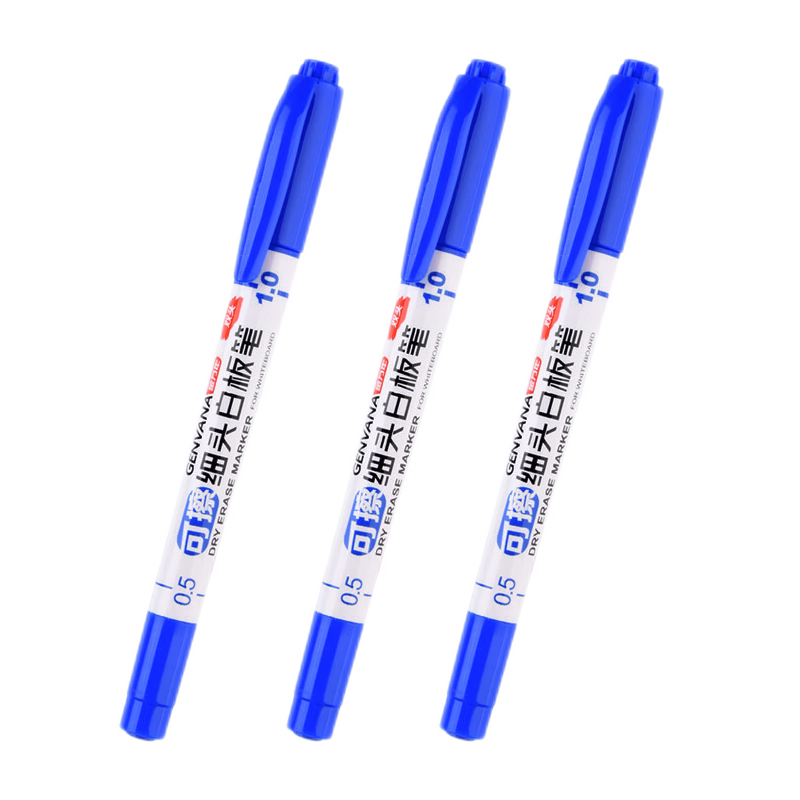Genvana Double-Ended Ultra-Fine Blue Erasable Whiteboard Marker, 1.0-0.5mm, Fine Tip, for Office, Teaching, Meetings, Whiteboard Pen, Extra Fine Control Tip, Draft-Specific Fine Tip, G-0639