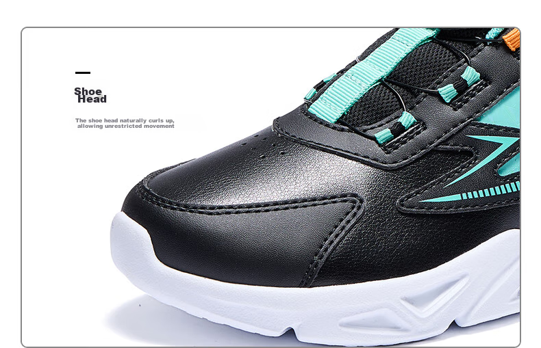 361° Children's Running Shoes, Fall/Winter, for Boys And Girls Aged 3-14, Shock-Absorbing, Rotary Buckle, Leather Upper, Sports Shoes, Blue, Size 38 26