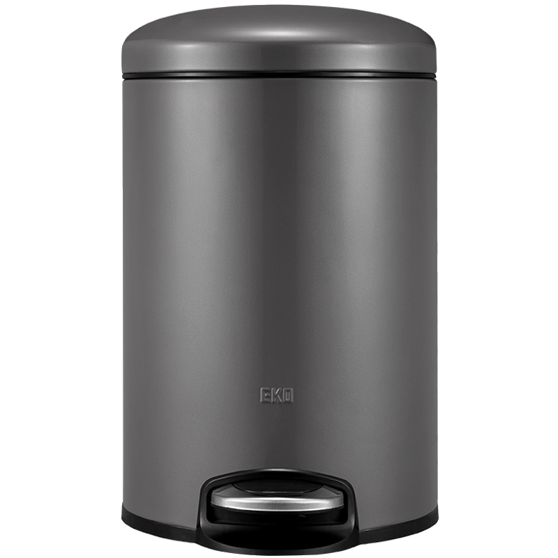 EKO Pedal Trash Can, 12L Titanium Gray, Household Stainless Steel with Lid, Large Size, for Living Room And Kitchen, Recommended by Zhang Ruoyun, Model 9113