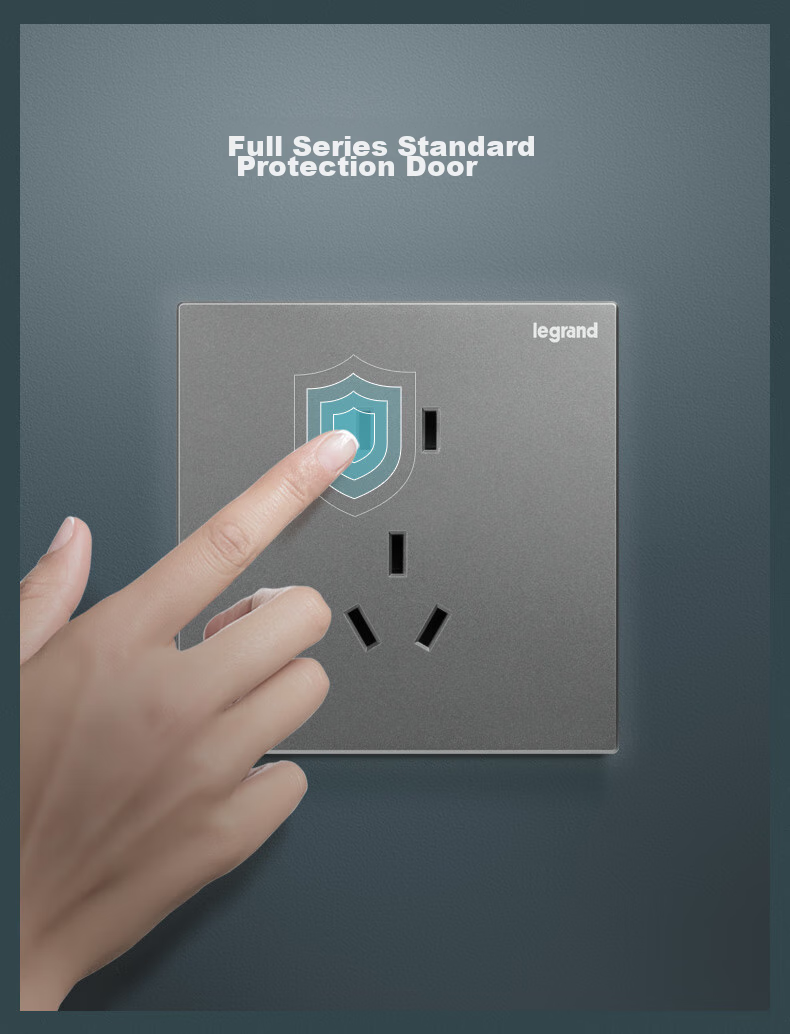LEGRAND Switch Socket Panel, Yijing Series Deep Sand Silver Gray, Wall Socket, Five-Hole with Switch (Dual Control) 6