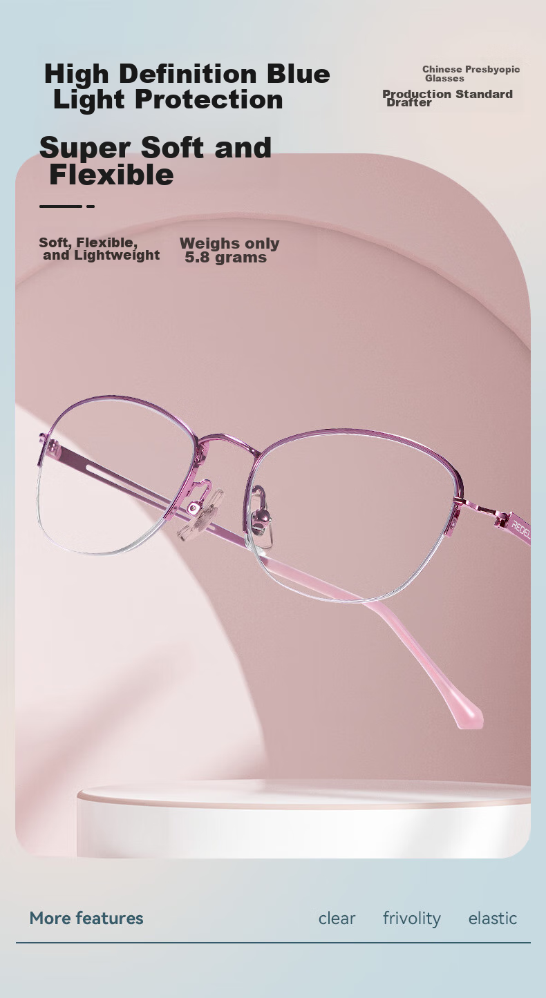 Xiyanghong Reading Glasses for Women, High Definition Anti-Blue Light, Fashionable Elegant Middle-Aged And Elderly Ultra-Light Reading Glasses E9087F 100 Degrees 1