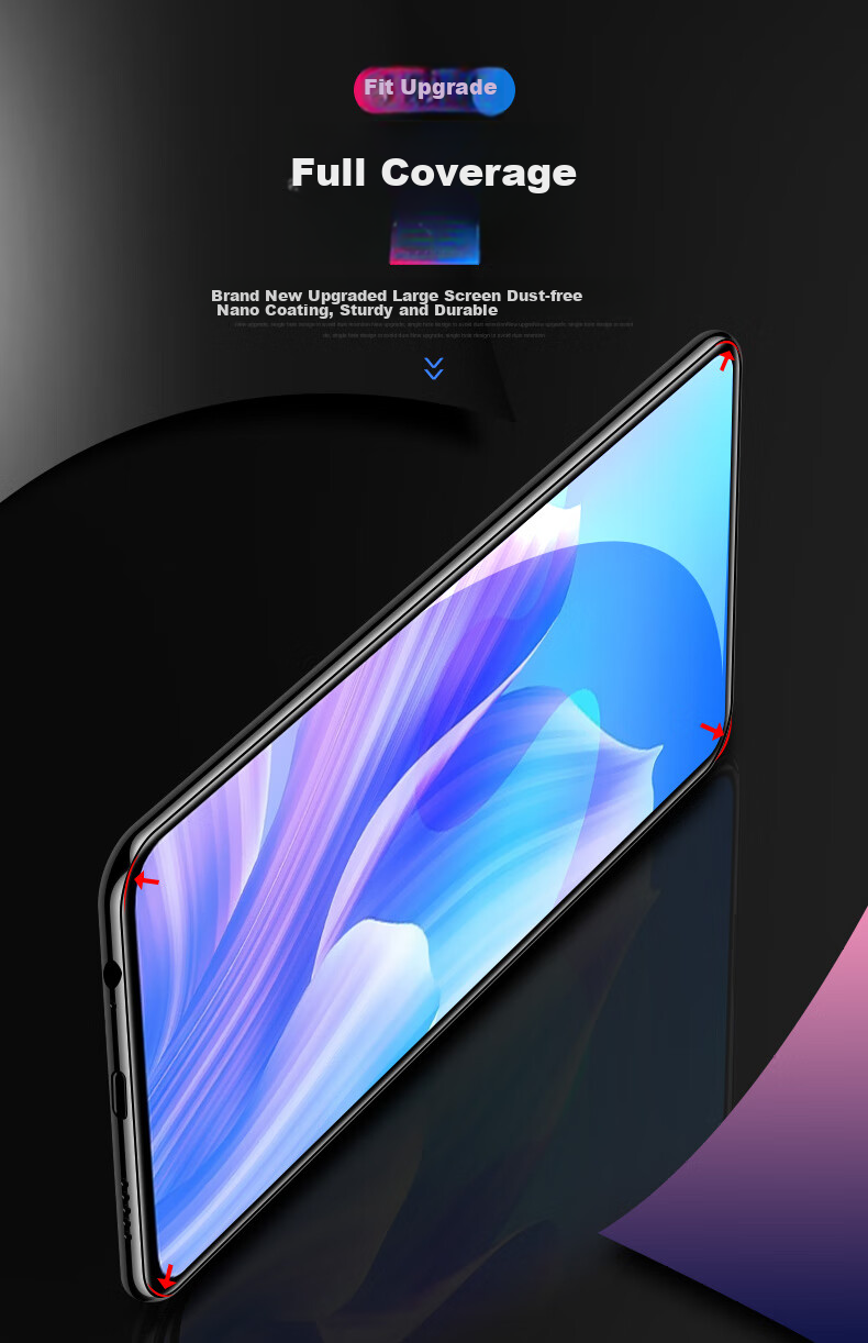 HotFire Tempered Glass Screen Protector for Huawei Enjoy 20 Plus, Full Coverage Automatic Adhesive Glass Protective Film for Enjoy 20 Plus Smartphone 5