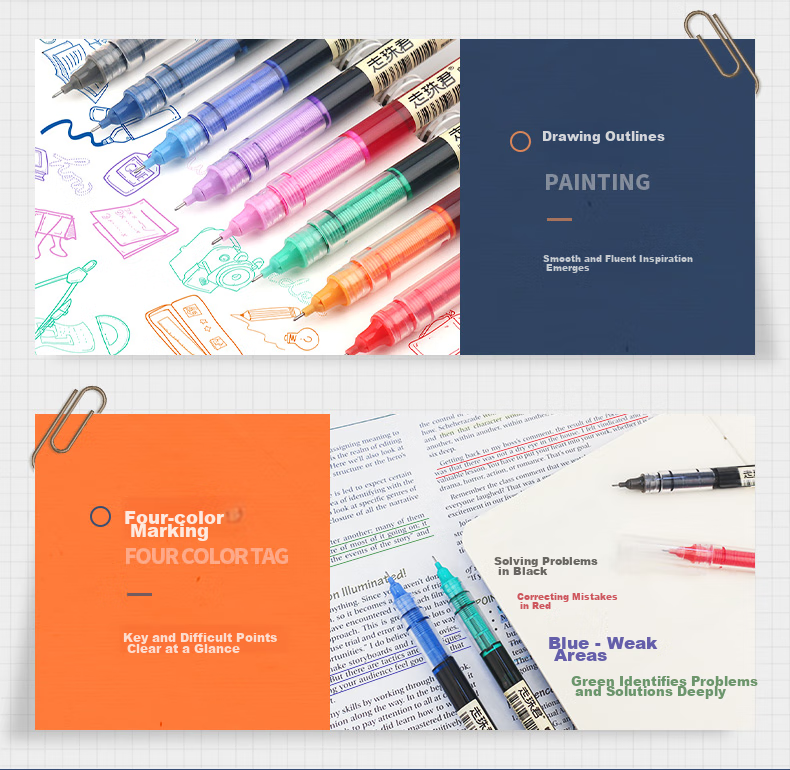 Dianshi Colorful Rollerball Pen, 0.5mm Full Needle Tube, Student Signature Pen, Ink Pen, Ballpoint Pen, 904 Ballpoint, Vintage Color, Multiple Colors, Quick-Drying, 5 Pens Per Box 8