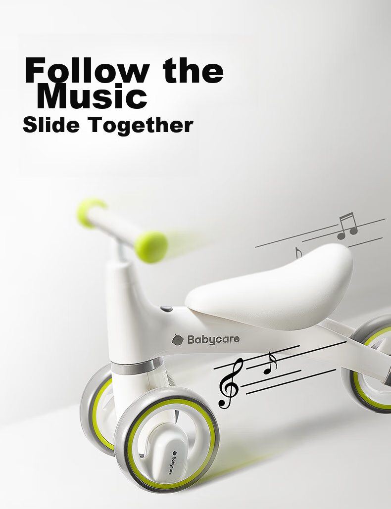 Babycare Children's Balance Bike, Four-Wheel Gliding Scooter, Toddler Walker without Pedals, for Ages 1-3, First Birthday Gift, Yuanli Qing 1