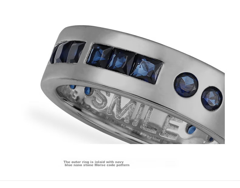 APM Monaco [Same As Lockex] SMILE Morse Code Ring Set, Gift for Girlfriend Or Boyfriend 3