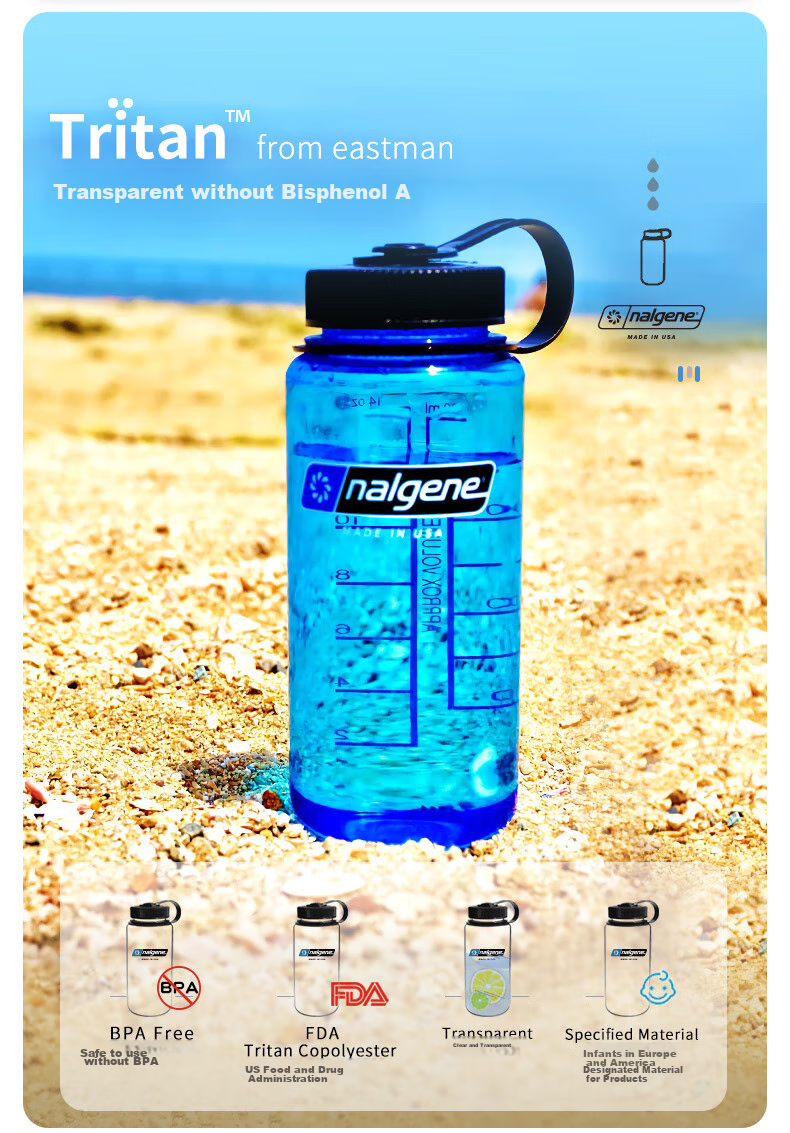 Nalgene Imported Plastic Water Bottle from USA, Outdoor Sports Cup for Men And Women Students, Summer Heat-Resistant Portable Measured Cup 500ml 5