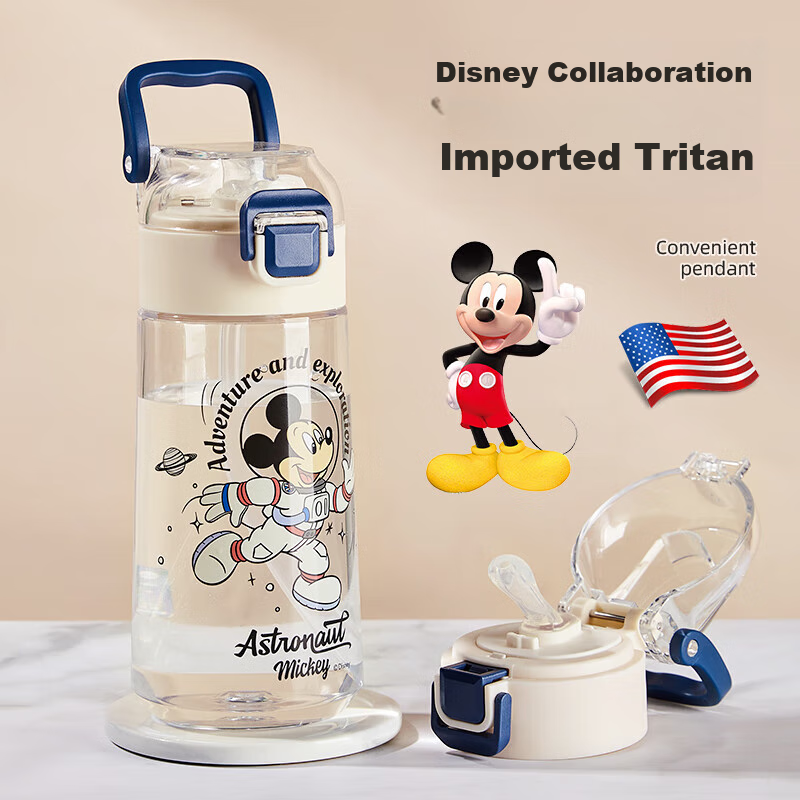CICA Mickey Mouse Children's Water Bottle with Straw, Boys And Girls Tritan Cup, Heat-Resistant, for Kindergarten And Elementary School Students' Use at School