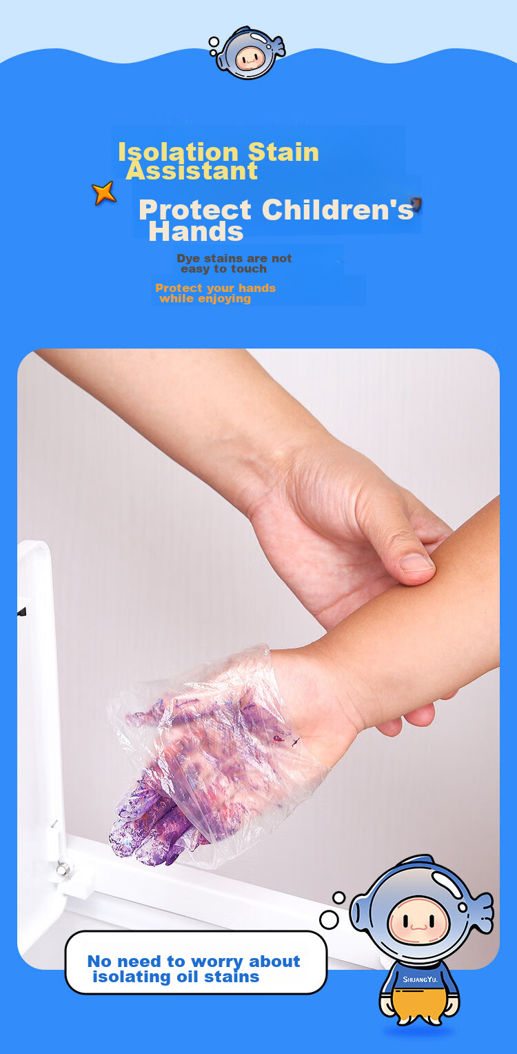 SHUANG YU Children's Disposable Gloves [200 Thick], Pull-Out Style, PE Material, Hygienic Food Plastic Gloves 9