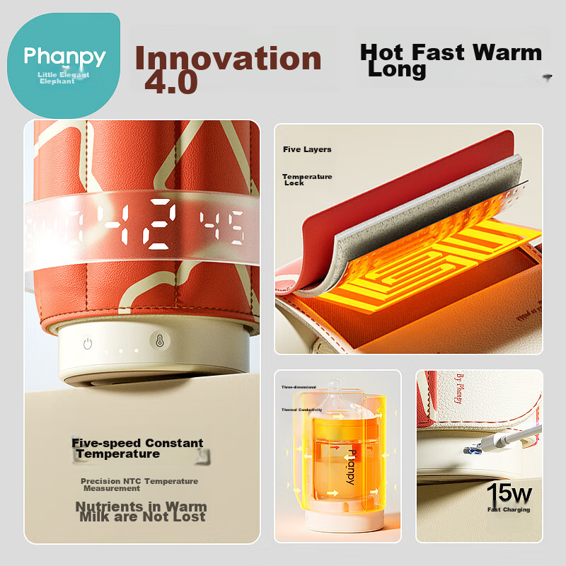 Xiaoyaxiang Milk Bottle Insulation Sleeve, Universal Battery-Powered Wireless Portable Heating Constant Temperature Milk Warmer