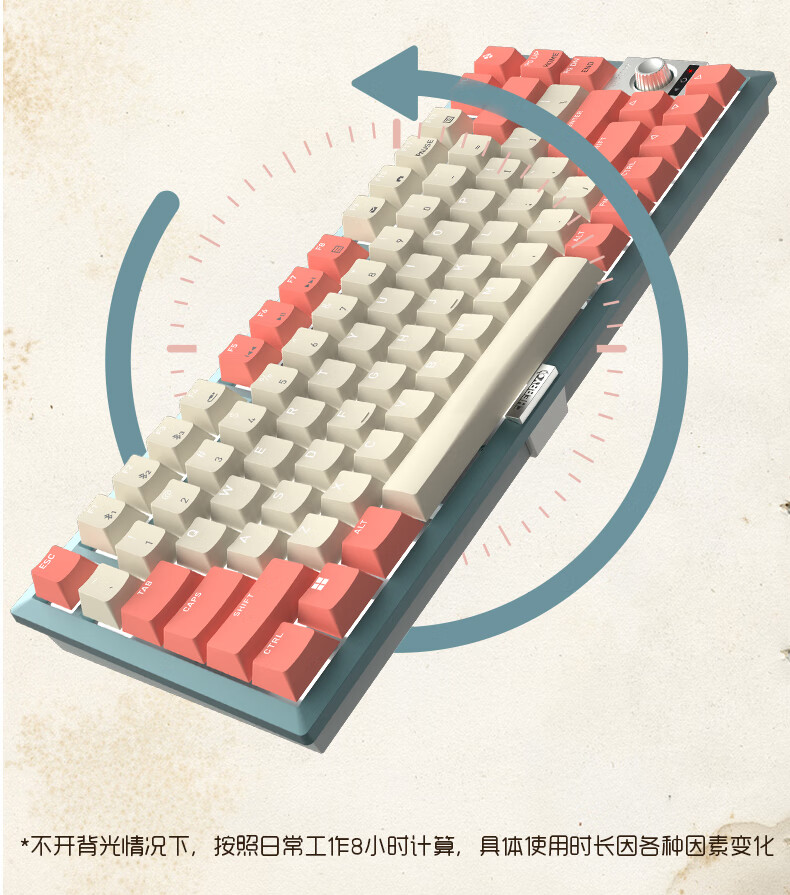 CHERRY KW300MX TKL Mechanical Keyboard, 81 Keys, New Vintage, Wireless Hot-Swappable, Compatible with MACMINI, for Gaming And Office Use, Navy Blue/gray, Brown Switches 14