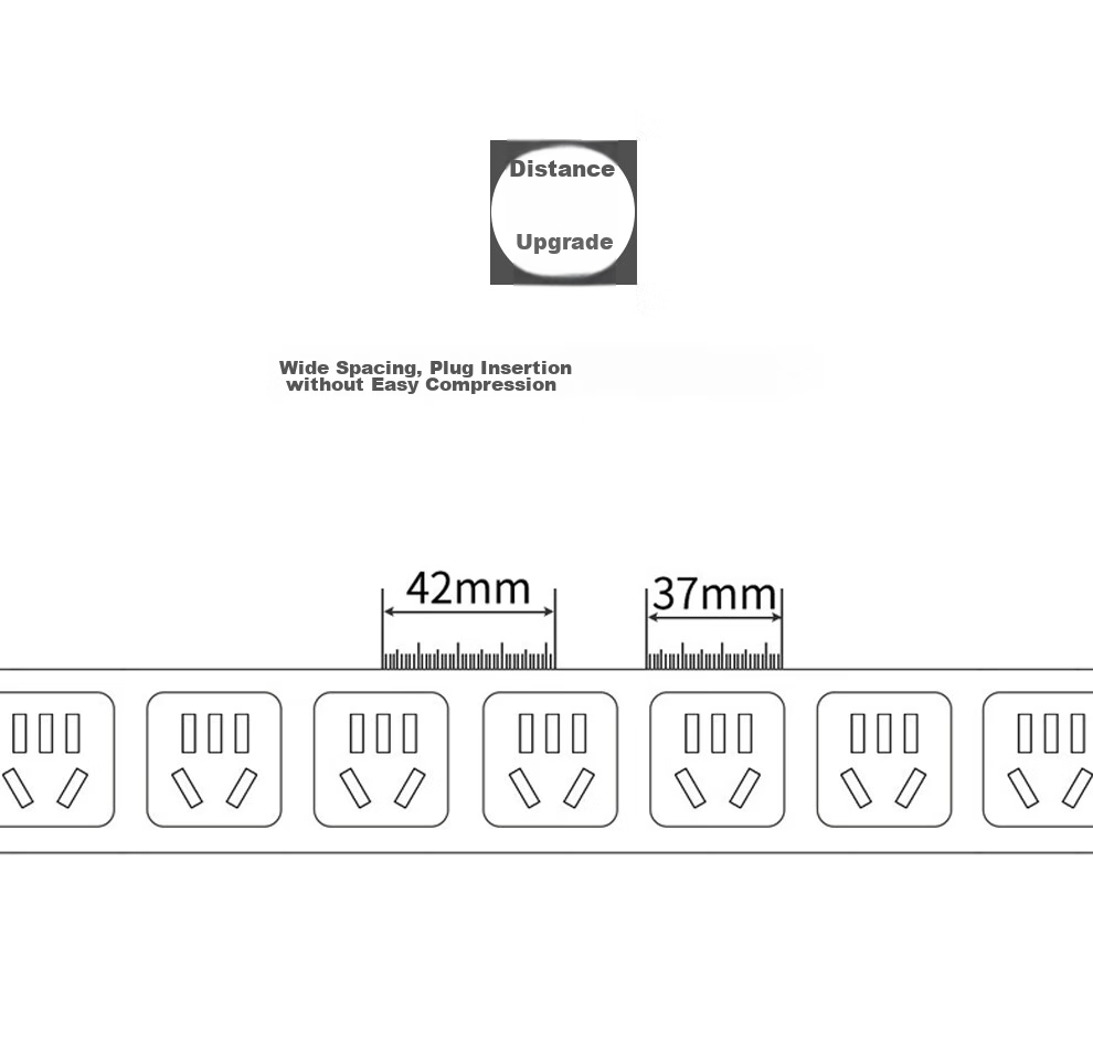 Datangweishi DS8011S PDU Cabinet Socket, 8-Outlet 10A New National Standard Holes, 3 Meters 1.5 Square Meters Switch 3