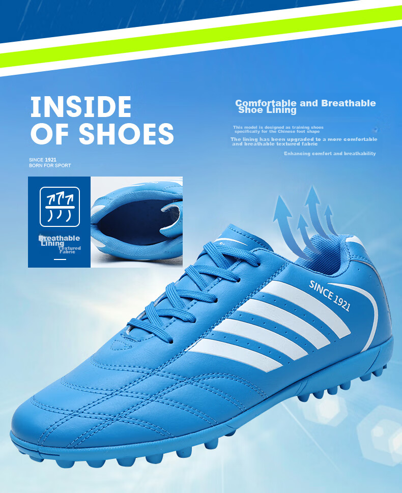 Shuangxingbate Soccer Shoes with TF Turf Studs, Short Studs for Men, Women, Adults, Teenagers, Students, Leather Upper, Football Training And Match Shoes for Artificial Turf 6