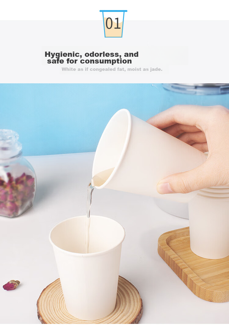 YOUAO Disposable Paper Cups, 1000 Pieces, 200ml Thick Eco-Friendly Cups in Box (10 Packs), Commercial Office Wholesale 3