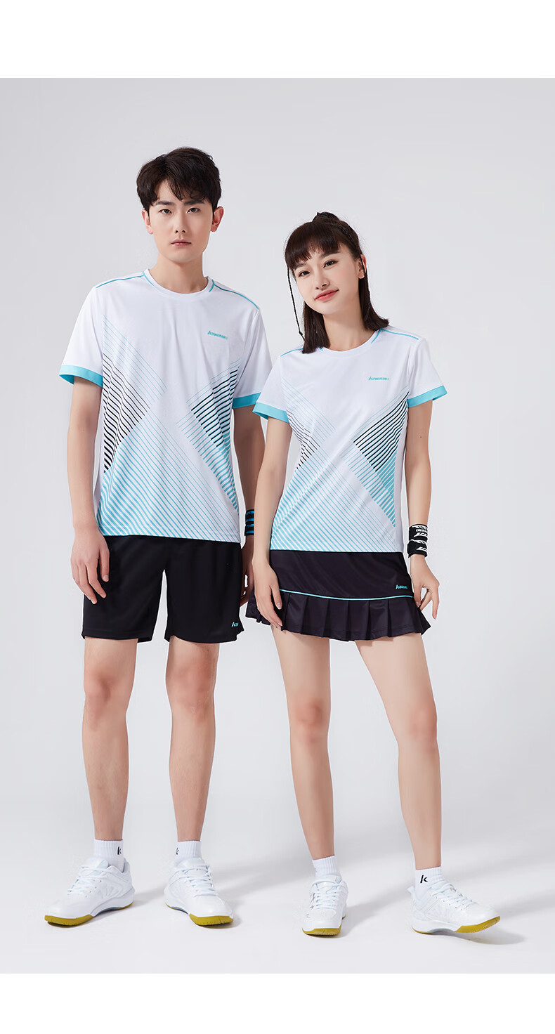KAWASAKI Badminton Outfit Set Summer Style Sports Quick-Dry Short-Sleeve T-Shirt Training Team Uniform A1806 Men's White And Black XL 16