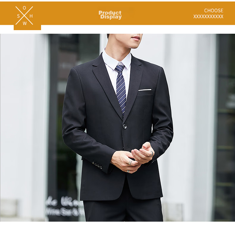 ROMON Men's Suit Set, Business Slim Fit Formal Wear, Wedding Suit, Men's Clothing Three-Piece Set, 2318 Black XL 8