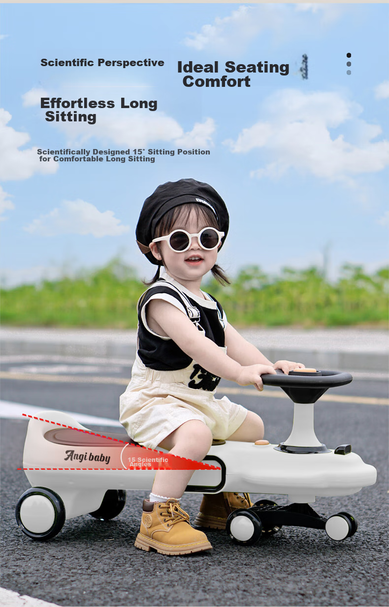 ANGI BABY Anti-Rollover Twist Car, Two-Person Children's Scooter, Front Wheel Swivel Children's Gift 15