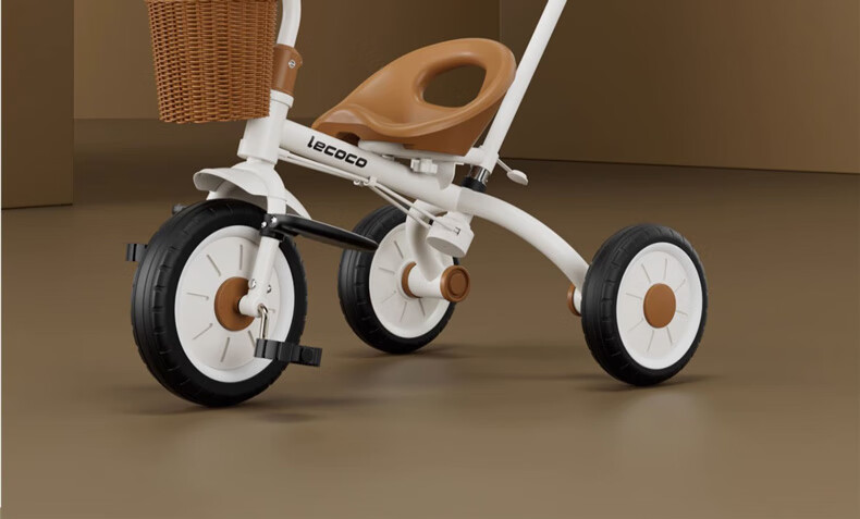 Lecoco Children's Tricycle, Baby Stroller for Ages 2-5, Parent-Child Ride-On Vehicle, No Inflation Needed, S2 Velvet Mocha Color, Baby Gift 6